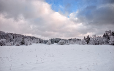 Fototapeta na wymiar Beautiful winter landscape with snow covered trees.