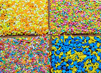 Square of colorful sugar sprinkles