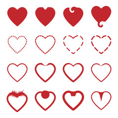 several style of red heart icons set,vector Illustration EPS10