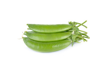 fresh sugar snap pea or green pea on white background