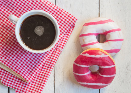 Coffee with donuts for breakfast