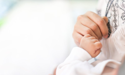 Soft focus and blurry of Baby Hands , selective focus