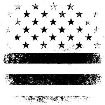 American Flag Background. Grunge Aged Vector Illustration. Black
