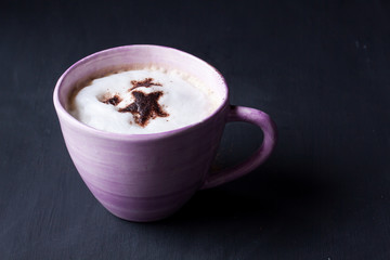 coffee, latte cofffe on a black background