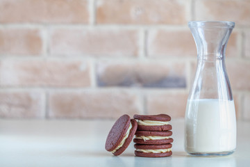 homemade chocolate chip cookies with milk