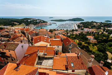 View of the city from the bell tower Vrsar St. Anthony's Church, Croatia.