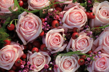 Pink roses wedding bouquet