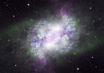 Stars, dust and gas nebula in a far galaxy