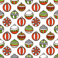Vector seamless pattern of Christmas baubles.