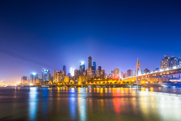 Fototapeta na wymiar cityscape and skyline of chongqing new city at twilight