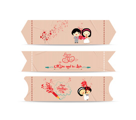 set of bookmarks sticker tags valentines retro