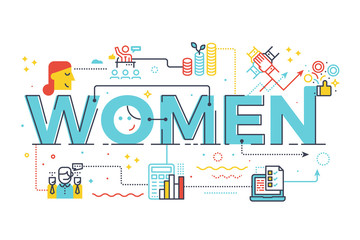 Women word in business concept