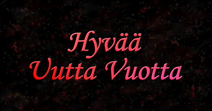 Happy New Year text in Finnish "Hyvaa uutta vuotta" on black background