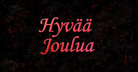 Merry Christmas text in Finnish "Hyvaa joulua" on black background