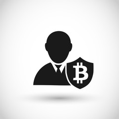 Man with bit coin vector icon
