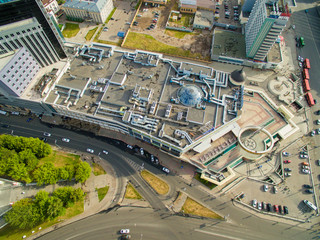 Kazan. Aerial view center of city at Grand Hotel