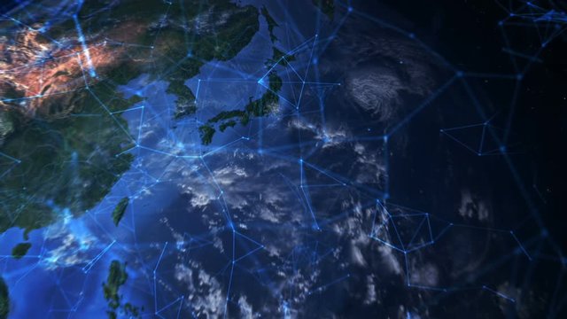 Travel from Tokyo to the space.  Futuristic world network.
