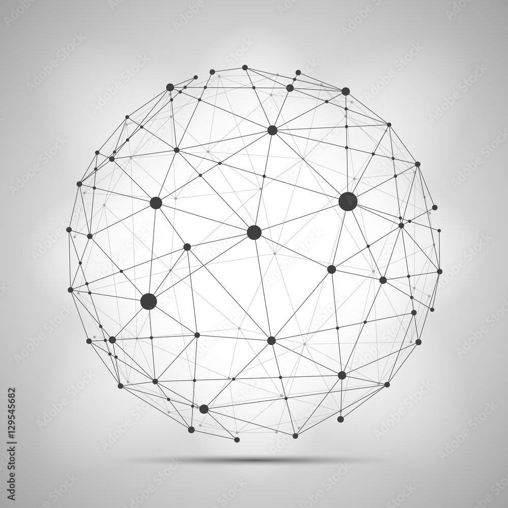 Poster vector wireframe connecting earth sphere. globe connection concept.