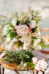 wedding bouquet orchids and peonies