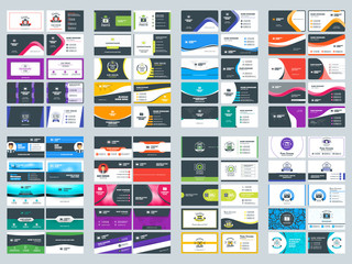 Collection of double sided business card vector templates. Stationery design vector set