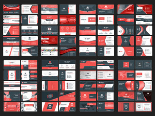 Collection of double sided business card vector templates. Stationery design vector set