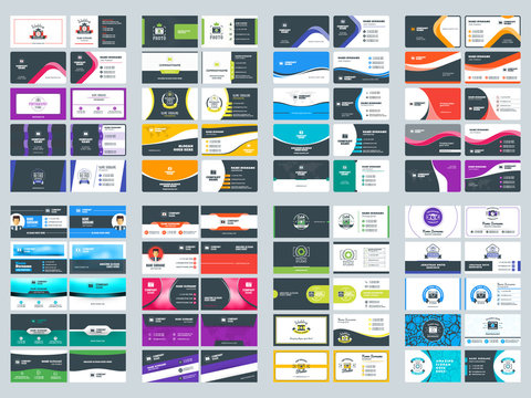 Collection of double sided business card vector templates. Stationery design vector set