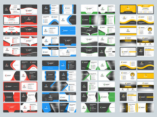 Collection of double sided business card vector templates. Stationery design vector set