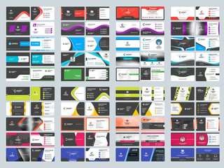 Collection of double sided business card vector templates. Stationery design vector set