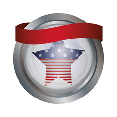Usa flag inside button icon. United nation us country and american states theme. Isolated design. Vector illustration