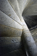 Old stairs of Saint Isaaks cathedral collonade in Saint-Petersburg city, Russia.