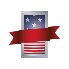 Usa flag inside frame icon. United nation us country and american states theme. Isolated design. Vector illustration