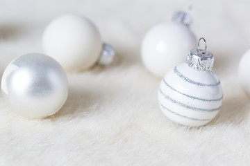 Close-up of white Christmas ball