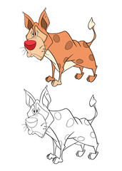 Illustration of a Cute Golden Jackal. Cartoon Character. Coloring page