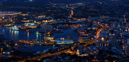 Panoramic urban skyline at night