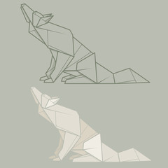 Fototapeta na wymiar Set illustration paper origami of wolf.