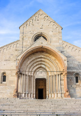 Main entrance of the cathedral of di San Ciriaco in Ancona, Ital