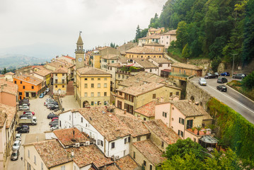 View of the village from the fortress of San Marino Republic - obrazy, fototapety, plakaty