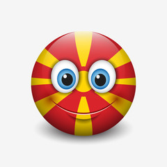 Obraz premium Cute emoticon isolated on white background with Republic of Macedonia flag motive
