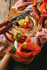 Variety of meat snacks in pretzels