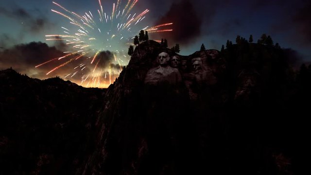 Mount Rushmore, 4th of July Fireworks at sunset