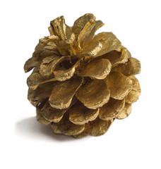 Golden Christmas cone isolated on white background