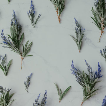 Creative mock up layout made of lavender branches with copy spac