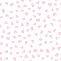 Gentle seamless pattern with pink hearts