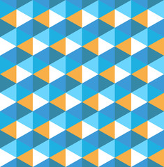 Hexagon blue with orange geometrical pattern