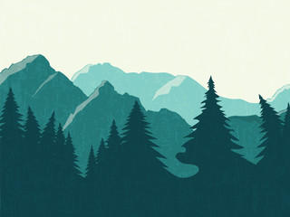 Mountains vector landscape - 129552871