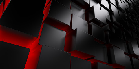 Dark cubes with back light. 3D illustration