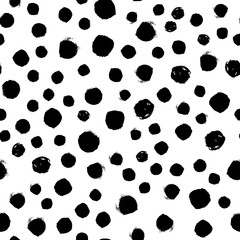 Fototapeta premium Random seamless pattern with hand drawn black dots