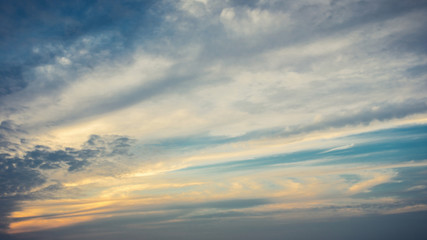 Dramatic sky with cloud at sunset.