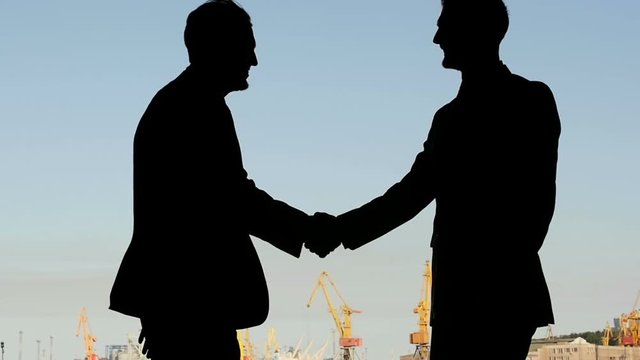 meeting of two businessman in the seaport
