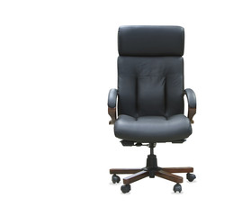 The office chair from black leather. Isolated